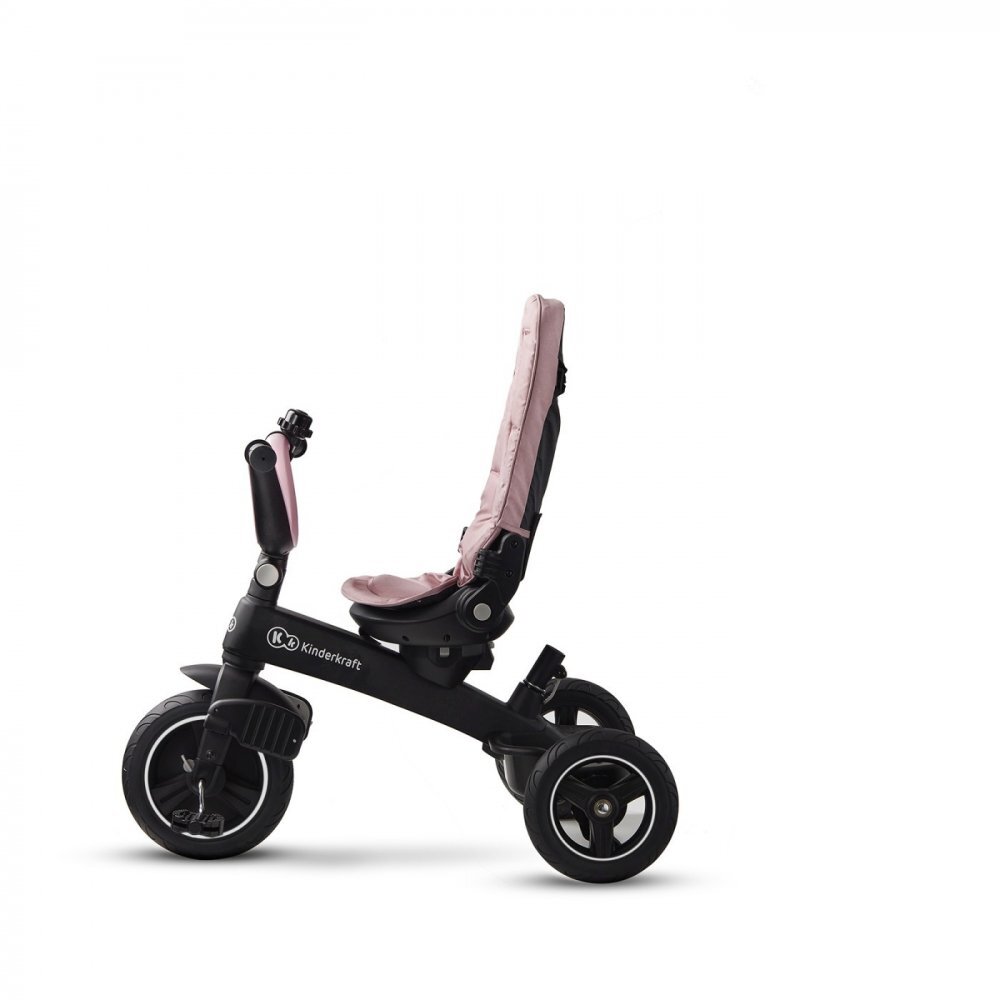 KINDERKRAFT Tricicleta pentru copii Easytwist Mauvelous Pink cu scaun reversibil pozitie de somn cauciucuri PU protectie UV de la varsta de 9 luni