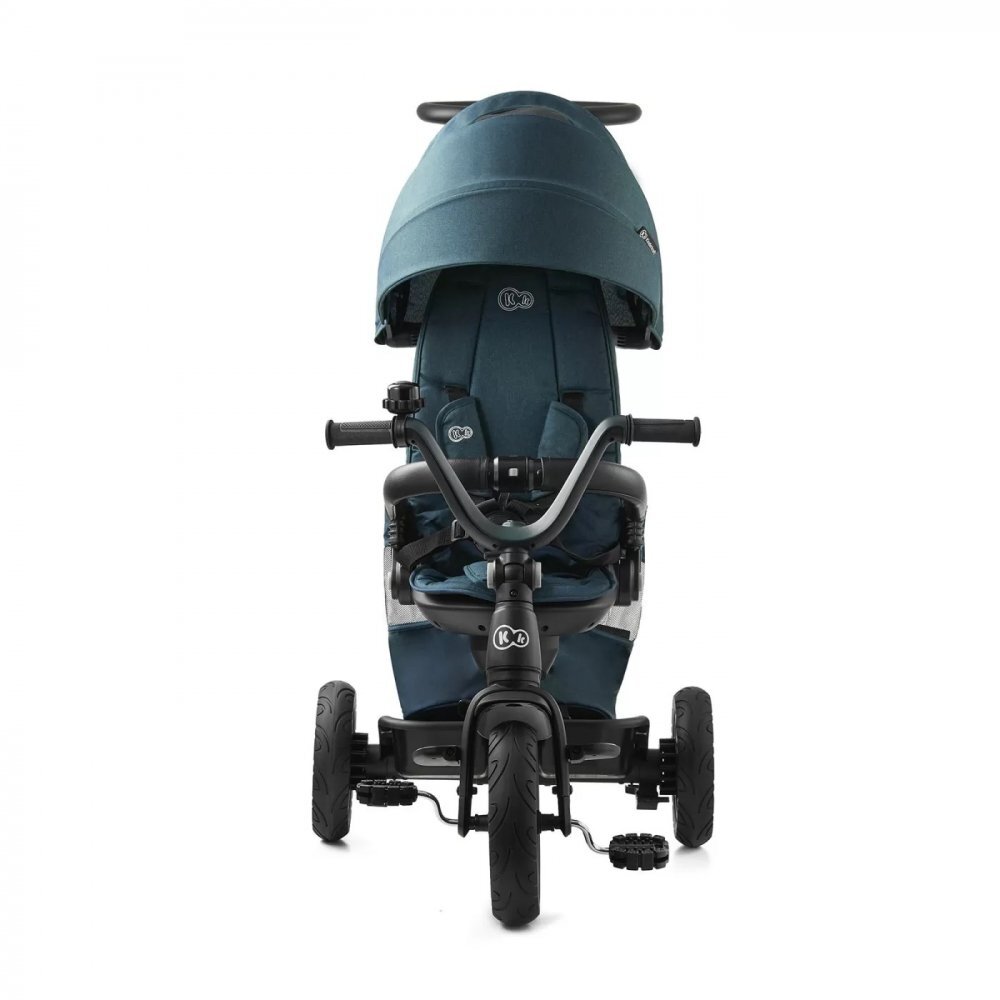 KINDERKRAFT Tricicleta pentru copii Easytwist Midnight Green cu scaun reversibil pozitie de somn cauciucuri PU protectie UV de la varsta de 9 luni