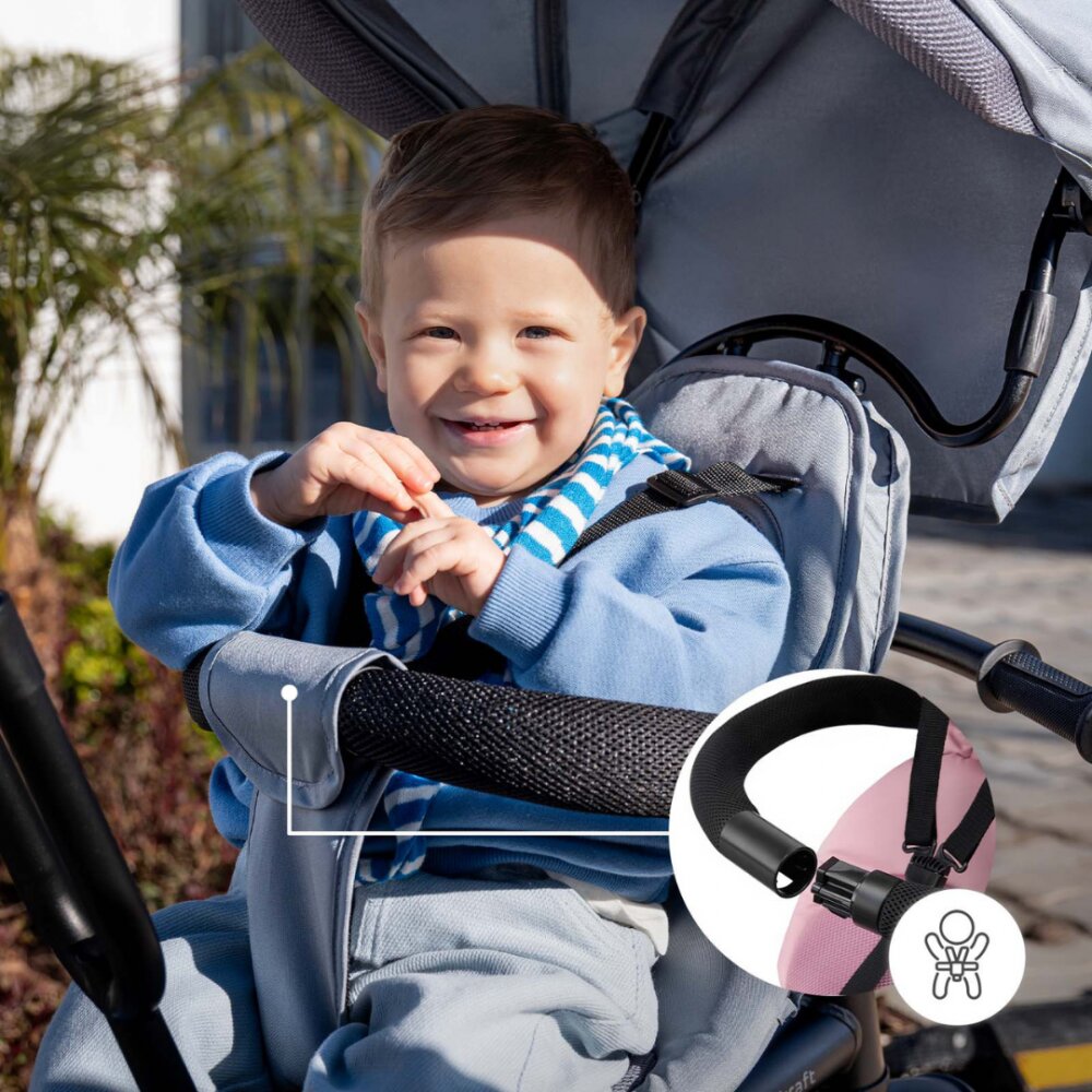 KINDERKRAFT Tricicleta pentru copii Freeway 2 Grey scaun rotativ 360 funtie freewheel husa Air Comfort bara de protectie suport picioare greutate admisa 25 kg