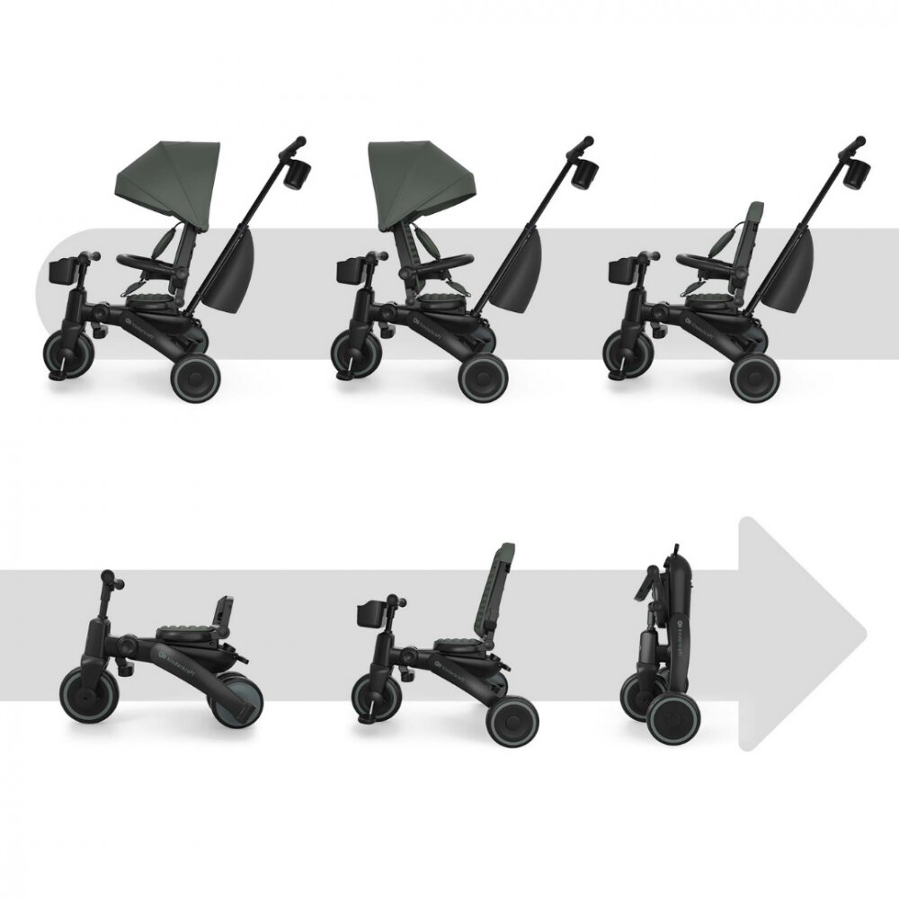 KINDERKRAFT Tricicleta pentru copii Jazz 3 Verde pliabila scaun rotativ spatar reglabil maner ajustabil