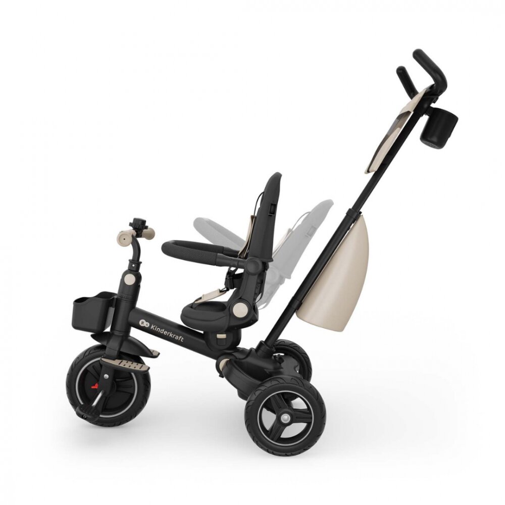 KINDERKRAFT Tricicleta pentru copii Spinstep 2 Plus Beige rotatie 360 maner telescopic greutate admisa 25 kg
