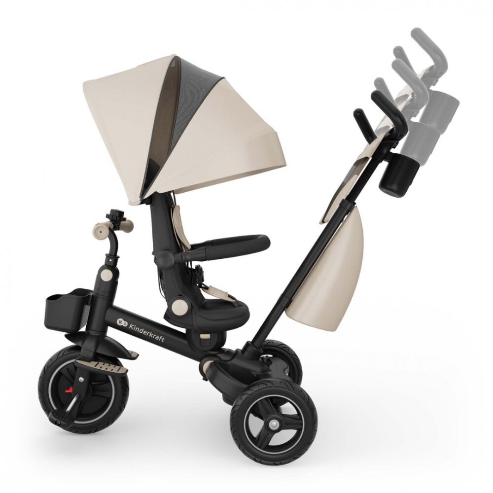 KINDERKRAFT Tricicleta pentru copii Spinstep 2 Plus Beige rotatie 360 maner telescopic greutate admisa 25 kg