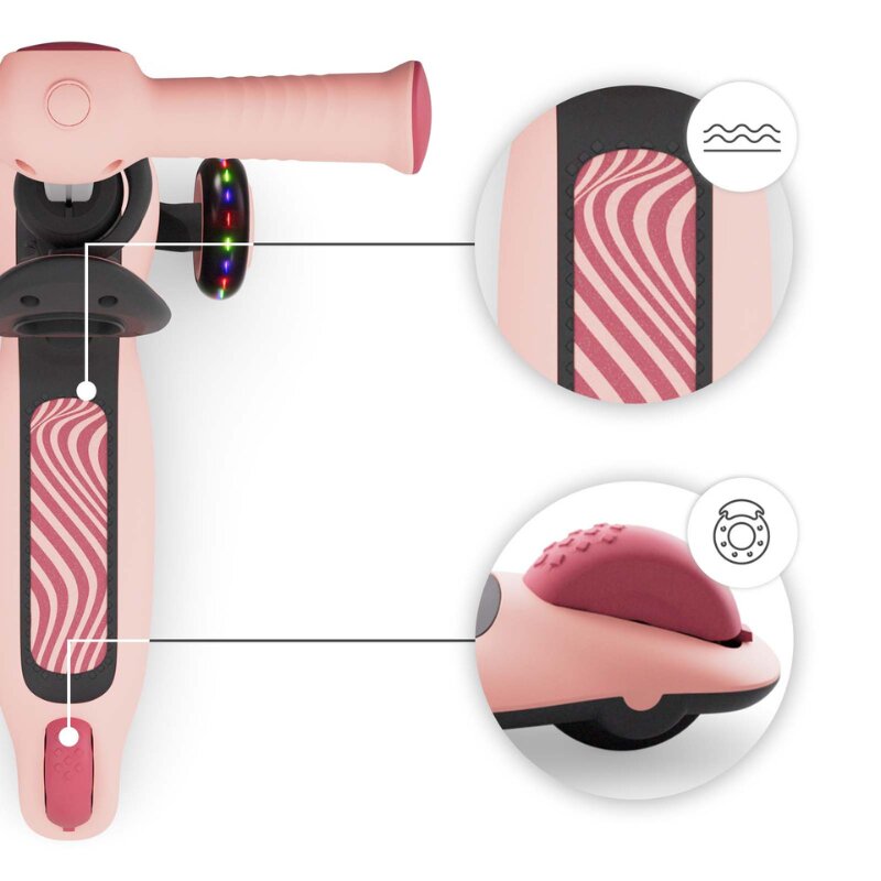 KINDERKRAFT Trotineta pentru copii Halley 2 Rose Pink reglabila pliabila roti Led luminoase cu scaunel