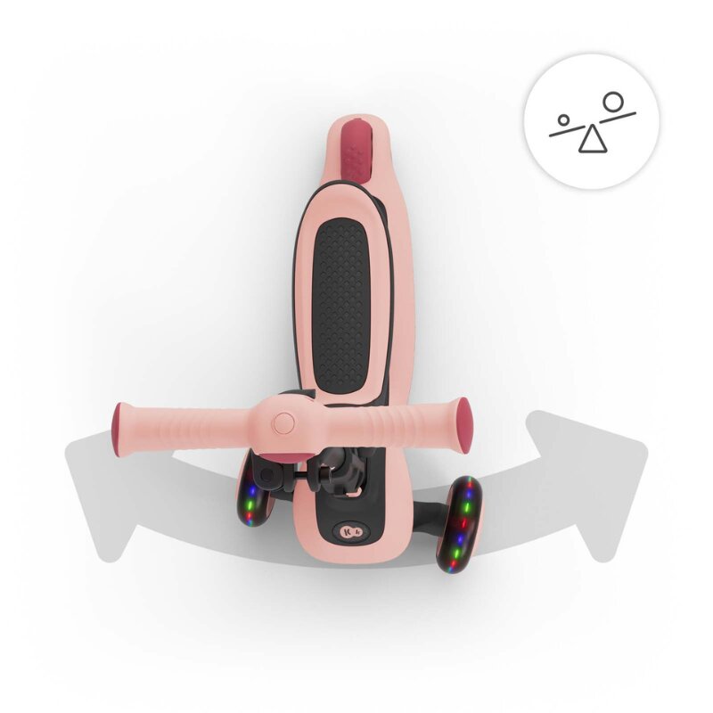 KINDERKRAFT Trotineta pentru copii Halley 2 Rose Pink reglabila pliabila roti Led luminoase cu scaunel