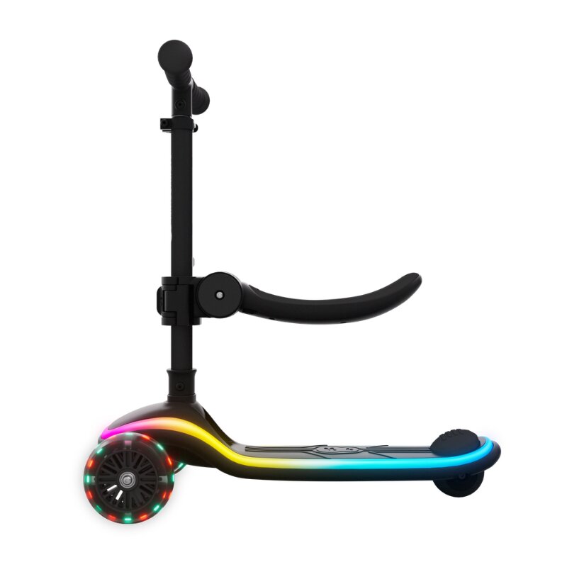 KINDERKRAFT Trotineta pentru copii Raket Up Black pliabila reglabila cu lumini Led si scaunel