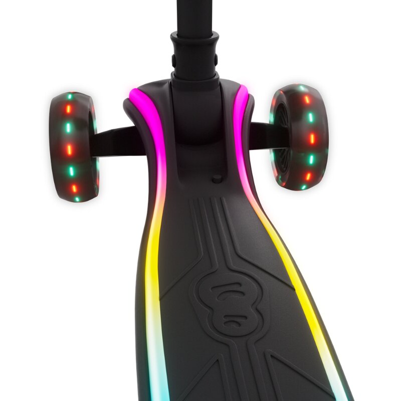 KINDERKRAFT Trotineta pentru copii Raket Up Black pliabila reglabila cu lumini Led si scaunel