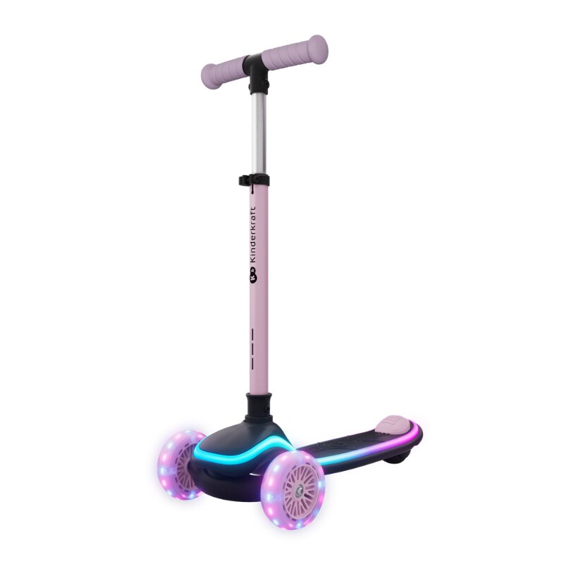 KINDERKRAFT Trotineta pentru copii Raket Up Pink pliabila reglabila cu lumini Led si scaunel