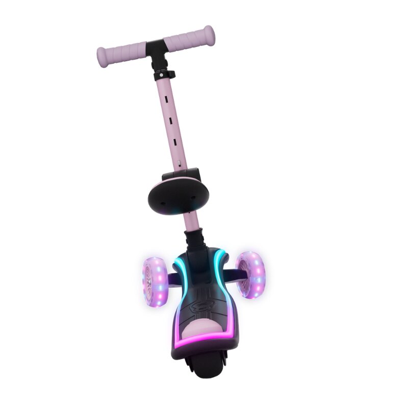 KINDERKRAFT Trotineta pentru copii Raket Up Pink pliabila reglabila cu lumini Led si scaunel