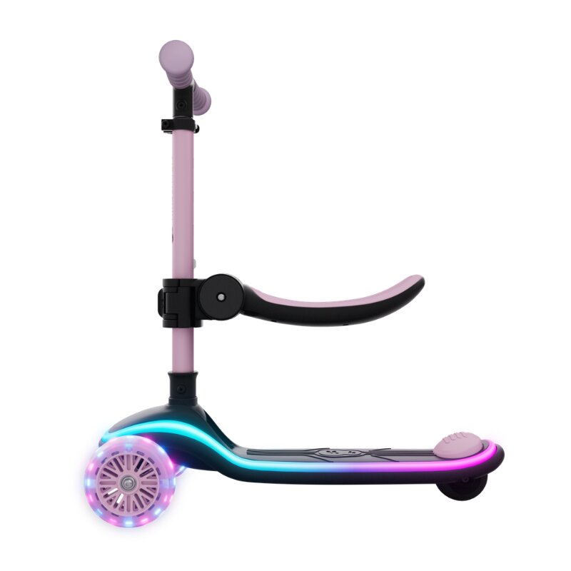 KINDERKRAFT Trotineta pentru copii Raket Up Pink pliabila reglabila cu lumini Led si scaunel