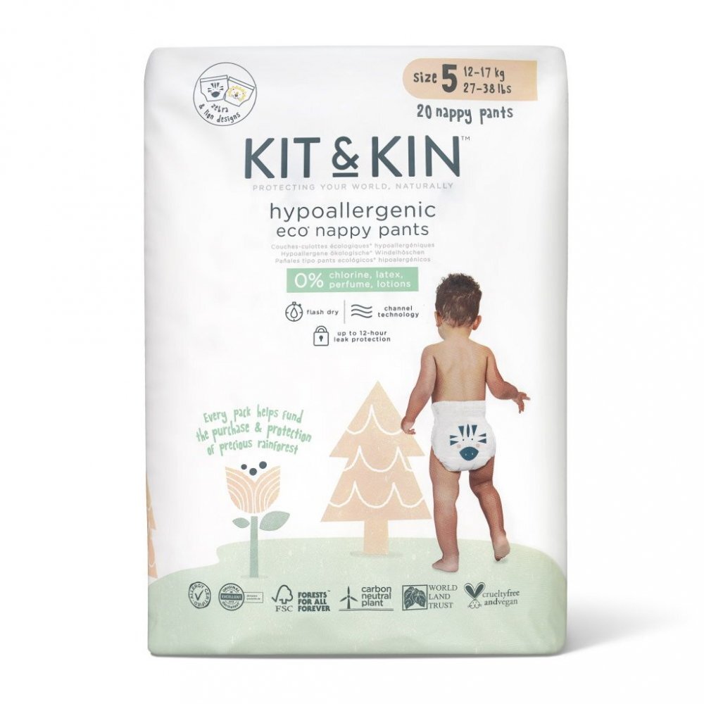 Kit and Kin Scutece chilotel Hipoalergenice Eco KitKin Pull Up Junior 120 buc Marimea 5