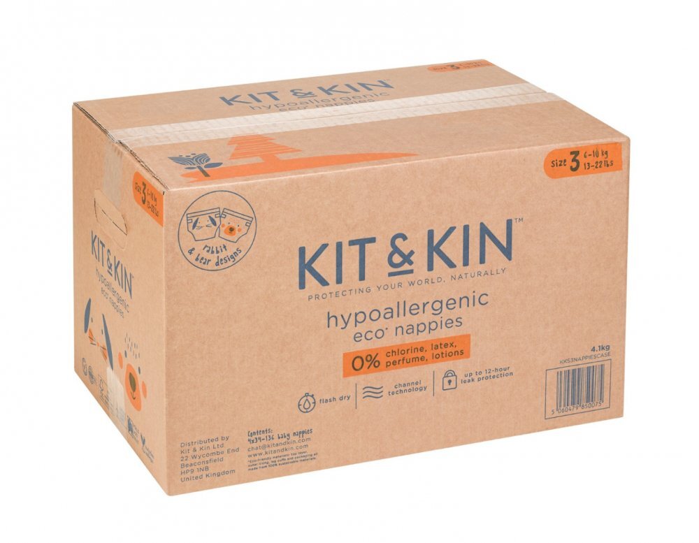 Kit and Kin Scutece Hipoalergenice Eco KitKin 128 buc Marimea 3