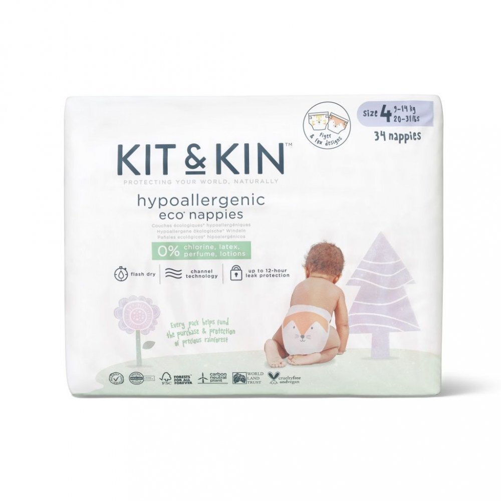 Kit and Kin Scutece Hipoalergenice Eco KitKin 128 buc Marimea 4