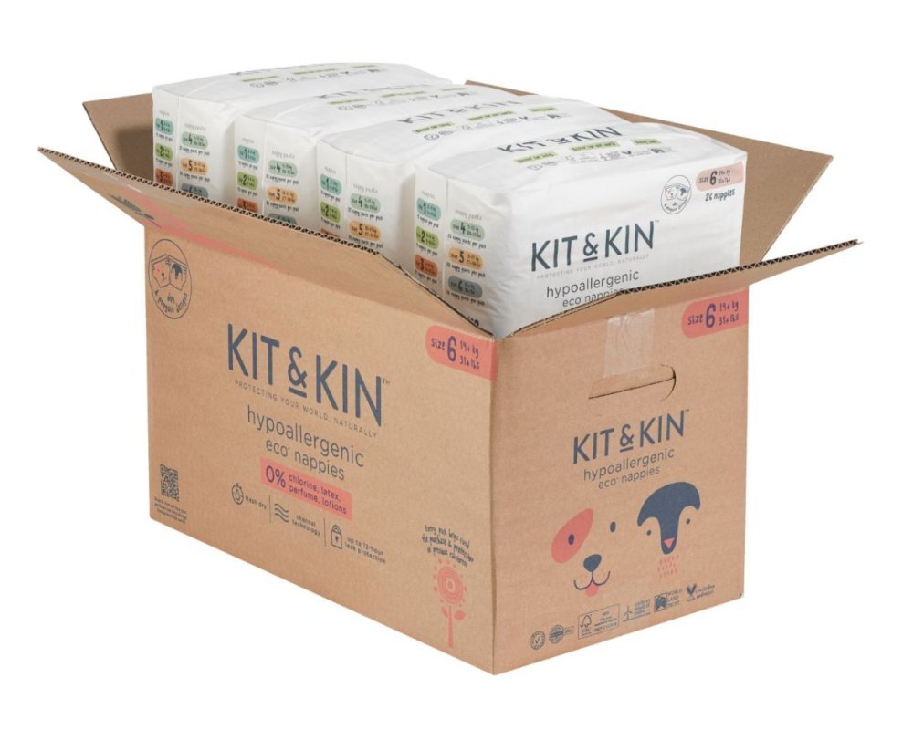 Kit and Kin Scutece Hipoalergenice Eco KitKin 96 buc Marimea 6