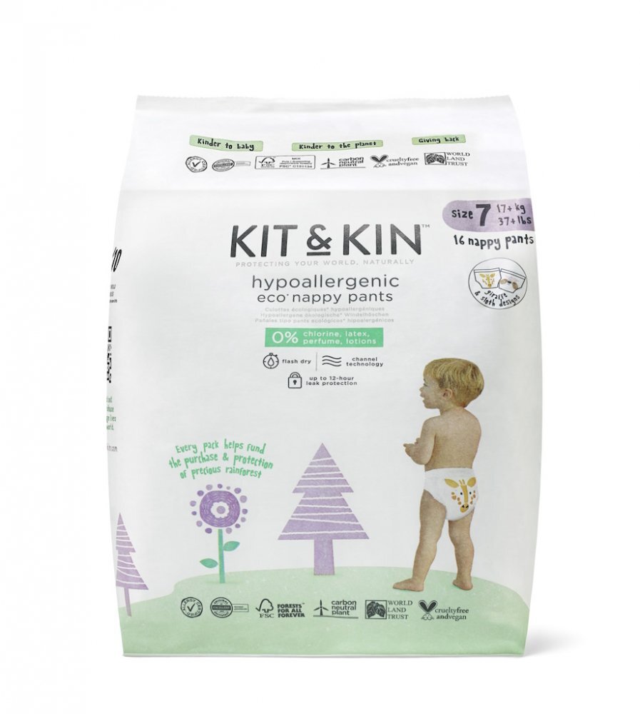 Kit and Kin Scutece hipoalergenice Eco KitKin Chilotel XXL marimea 7 17 kg+ 16 bucati