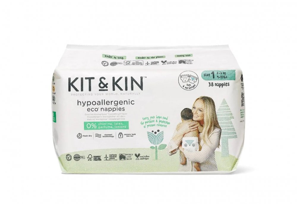 Kit and Kin Scutece hipoalergenice Eco KitKin marimea 1 2-5 kg 38 buc
