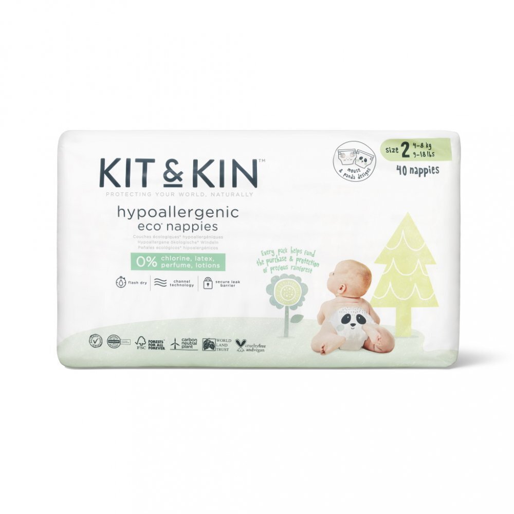 Kit and Kin Scutece hipoalergenice Eco KitKin marimea 2 4-8 kg 38 buc