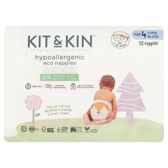 Kit and Kin Scutece hipoalergenice Eco KitKin marimea 4 9-14 kg 32 buc