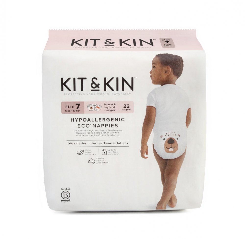 Kit and Kin Scutece hipoalergenice Eco KitKin marimea 7 17kg+ 22 bucati