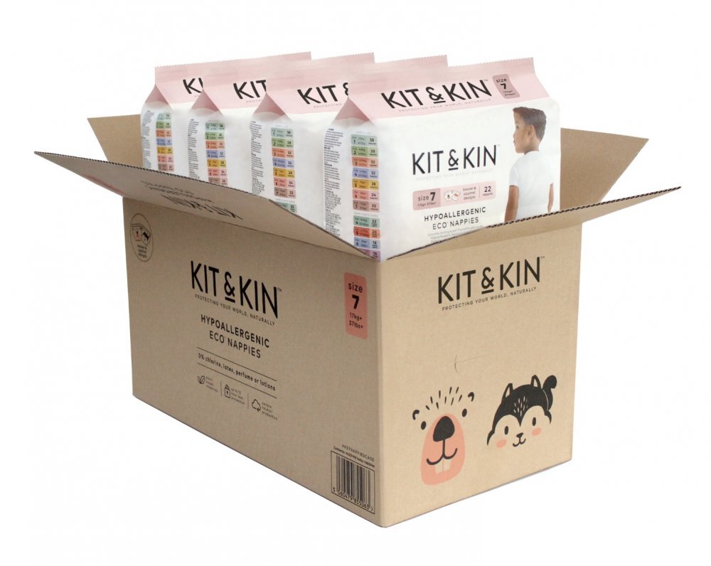 Kit and Kin Scutece hipoalergenice Eco KitKin marimea 7 17kg+ 88 bucati