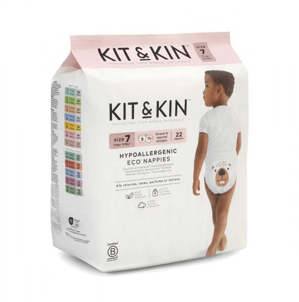 Kit and Kin Scutece hipoalergenice Eco KitKin marimea 7 17kg+ 88 bucati