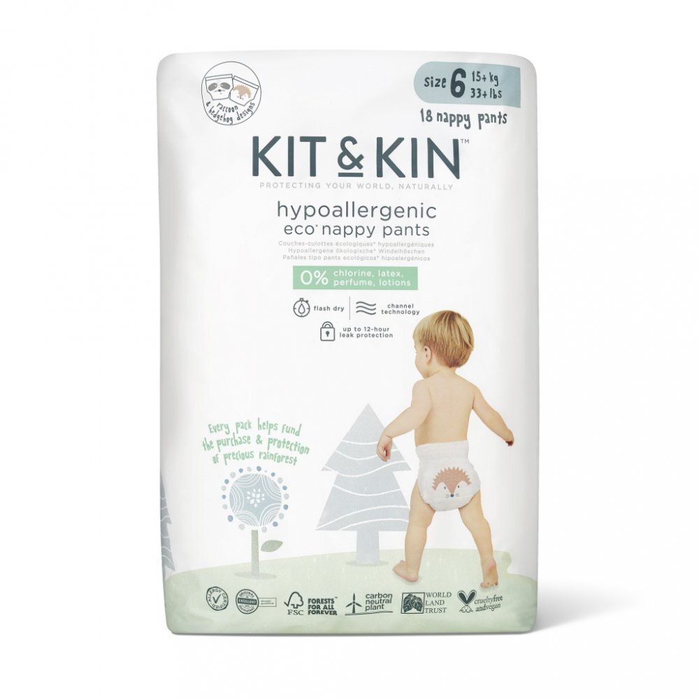 Kit and Kin Scutece Hipoalergenice Eco KitKin Pull Up XL6 Marimea 6 15 kg+ 18 buc