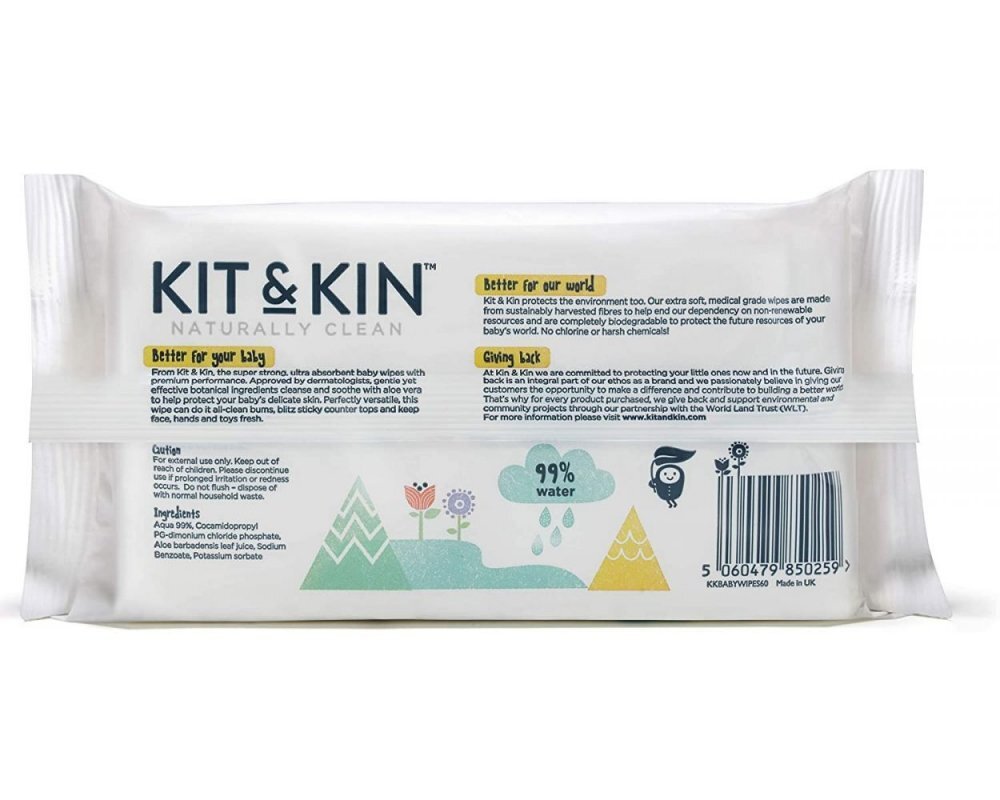 Kit and Kin Servetele Umede Biodegradabile KitKin 10x60 buc