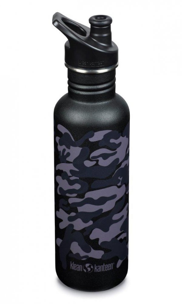 Klean Kanteen Recipient din otel inoxidabil 800 ml cu capac sport Classic Narrow Black Camo
