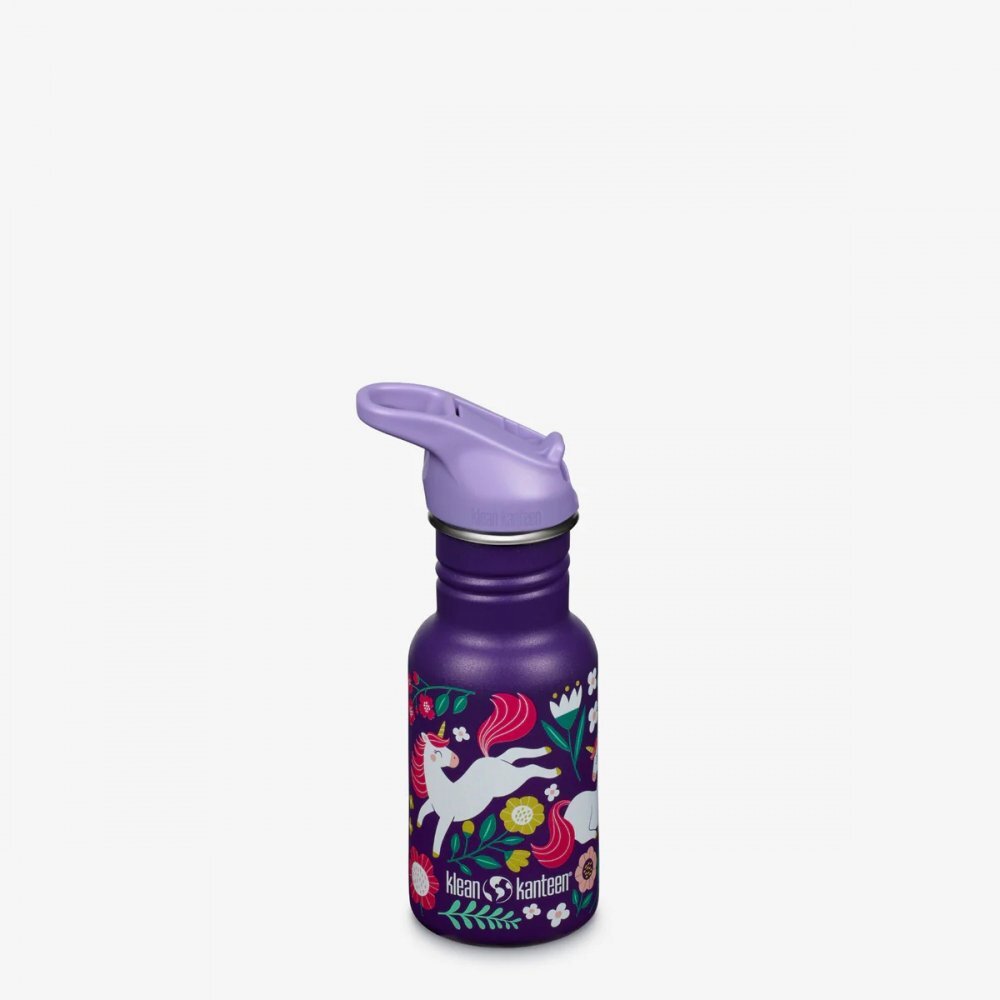 Klean Kanteen Sticla din otel pentru copii Kid Classic Narrow 355 ml cu capac sport flip Leaping Unicorns