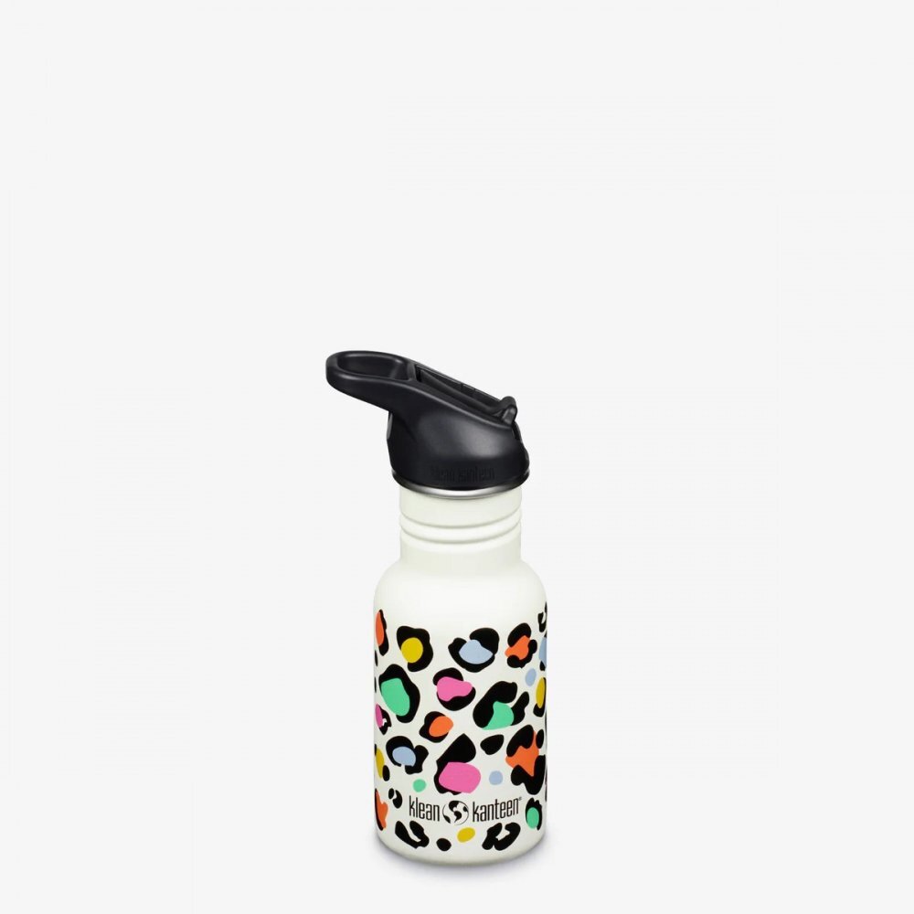 Klean Kanteen Sticla din otel pentru copii Kid Classic Narrow 355 ml cu capac sport flip Leopard Print