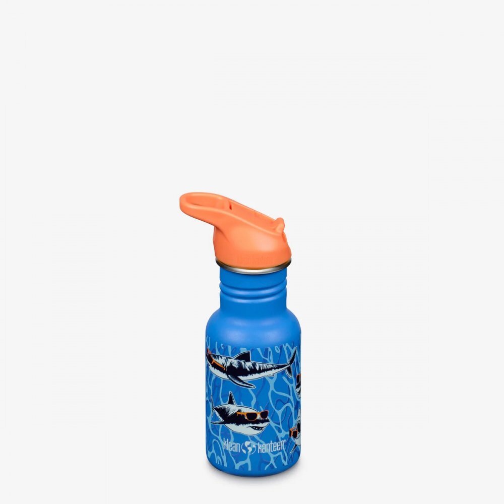Klean Kanteen Sticla din otel pentru copii Kid Classic Narrow 355 ml cu capac sport flip Sharks in Shades