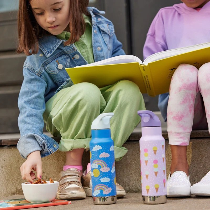 Klean Kanteen Termos din otel pentru copii Insulated Kid Classic Narrow 355 ml cu capac sport flip Rainbows