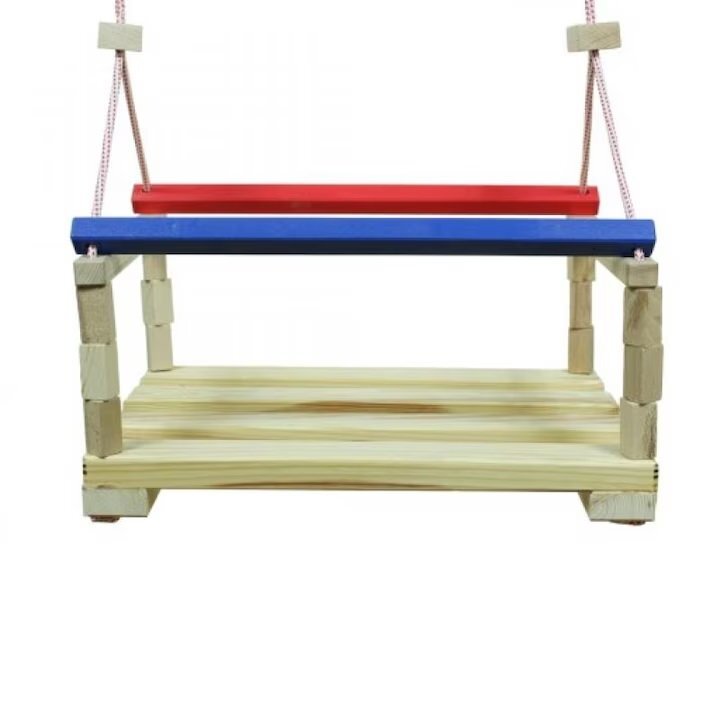 Klemys Collection Leagan din lemn pentru copii Color 36x26 cm cu franghii reglabilebara de protectieutilizare interiorexterior