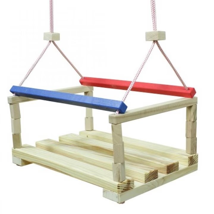Klemys Collection Leagan din lemn pentru copii Color 36x26 cm cu franghii reglabilebara de protectieutilizare interiorexterior