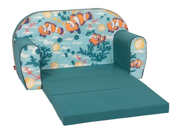 KNORR TOYS Canapea extensibila pentru copii Clown Fish umplutura din spuma moale husa bumbac 100 detasabila si lavabila 77 x 34 x 42 cm 9 luni+