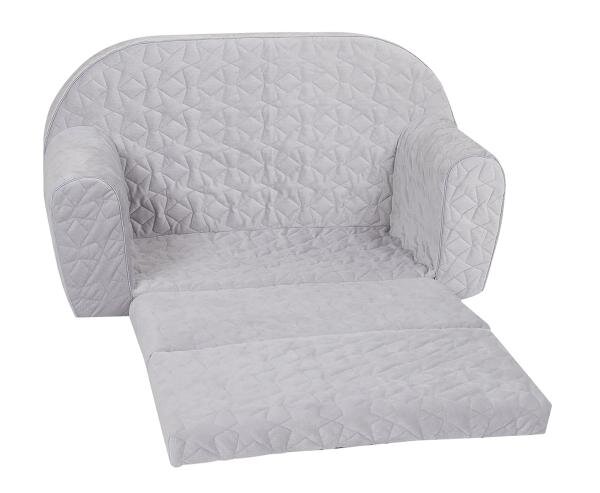 KNORR TOYS Canapea extensibila pentru copii Cosy Geo Grey matlasata umplutura din spuma moale husa bumbac 100 detasabila si lavabila 77 x 34 x 42 cm 9 luni+
