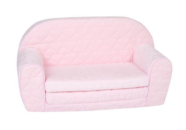 KNORR TOYS Canapea extensibila pentru copii Cosy Heart Rose matlasata umplutura din spuma moale husa bumbac 100 detasabila si lavabila 77 x 34 x 42 cm 9 luni+
