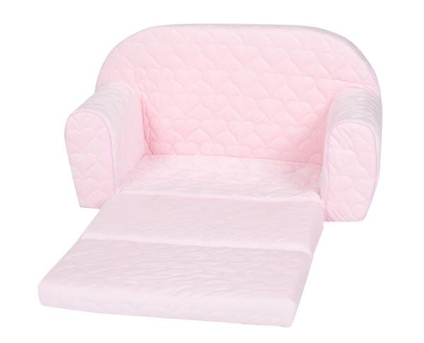 KNORR TOYS Canapea extensibila pentru copii Cosy Heart Rose matlasata umplutura din spuma moale husa bumbac 100 detasabila si lavabila 77 x 34 x 42 cm 9 luni+