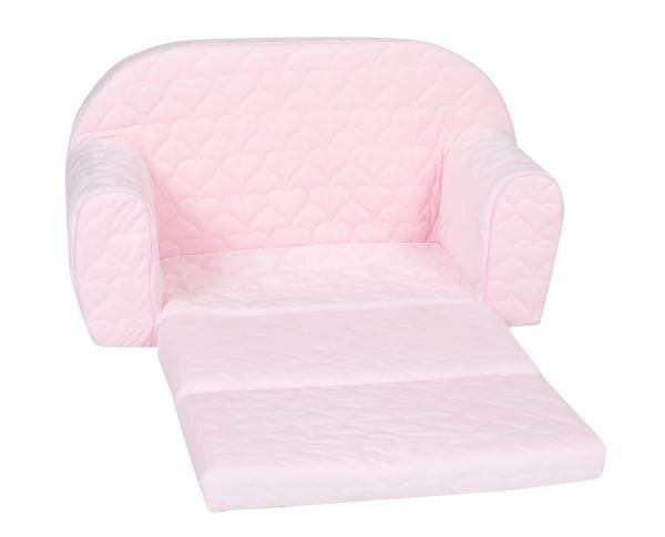 KNORR TOYS Canapea extensibila pentru copii Cosy Heart Rose matlasata umplutura din spuma moale husa bumbac 100 detasabila si lavabila 77 x 34 x 42 cm 9 luni+