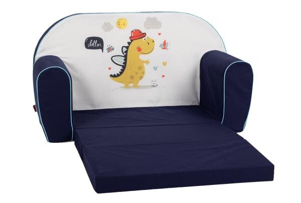 KNORR TOYS Canapea extensibila pentru copii Lovely Dinos umplutura din spuma moale husa bumbac 100 detasabila si lavabila 77 x 34 x 42 cm 9 luni+