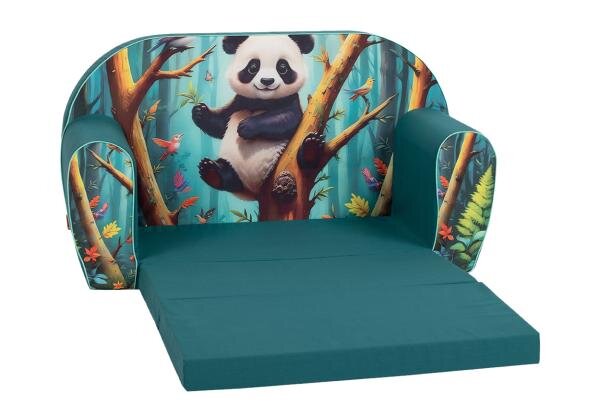 KNORR TOYS Canapea extensibila pentru copii Lucky Panda umplutura din spuma moale husa bumbac 100 detasabila si lavabila 77 x 34 x 42 cm 9 luni+