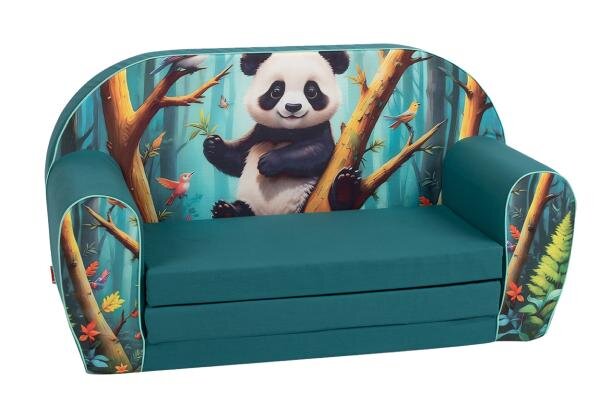 KNORR TOYS Canapea extensibila pentru copii Lucky Panda umplutura din spuma moale husa bumbac 100 detasabila si lavabila 77 x 34 x 42 cm 9 luni+