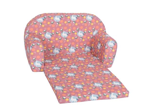 KNORR TOYS Canapea extensibila pentru copii Unicorn Roz umplutura din spuma moale husa bumbac 100 detasabila si lavabila 77 x 34 x 42 cm 9 luni+