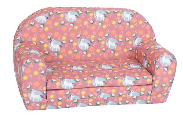 KNORR TOYS Canapea extensibila pentru copii Unicorn Roz umplutura din spuma moale husa bumbac 100 detasabila si lavabila 77 x 34 x 42 cm 9 luni+
