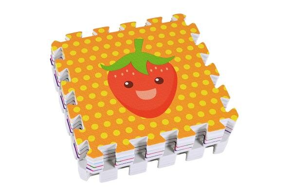 KNORR TOYS Covoras puzzle colorat Fructe 9 piese 30x30x1 cm din spuma moale Eva izolator si antiderapant 10 luni+