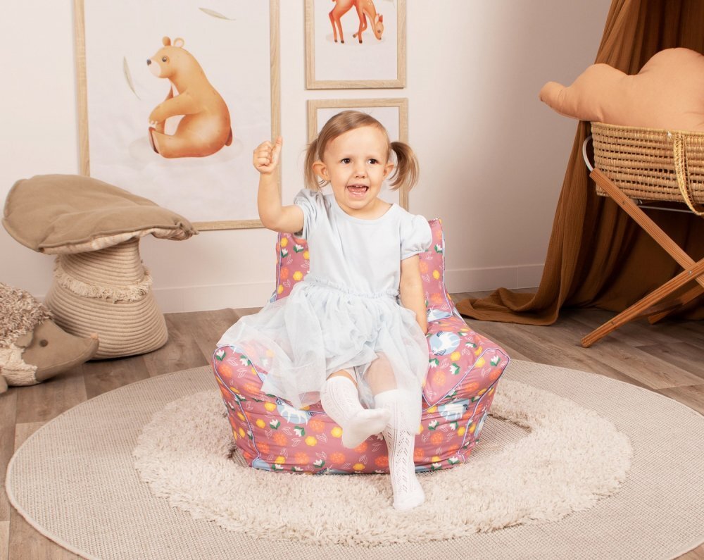 KNORR TOYS Fotoliu pentru copii Unicorn Roz umplutura bilute din polistiren husa din bumbac detasabila si lavabila 40 x 50 x 43 cm 18 luni+