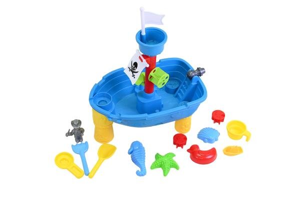 KNORR TOYS Masuta pliabila Vapor de joaca cu nisip si apa pentru copii include lopatica multiple forme pentru nisip 2 cadite pentru apa 51x315x5