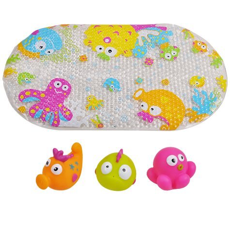 KNORR TOYS Set de baie 4 piese include covoras de baie din PVC 69x39 cm si 3 jucarii lumea subacvatica 6 luni+