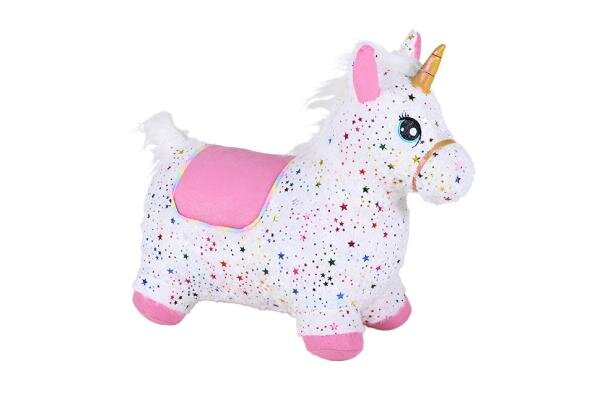 KNORR TOYS Unicorn gonflabil din plus pentru sarit Pink include pompa de aer husa moale detasabila din material textil 63x26x52 cm pana la 50 kg 12 luni