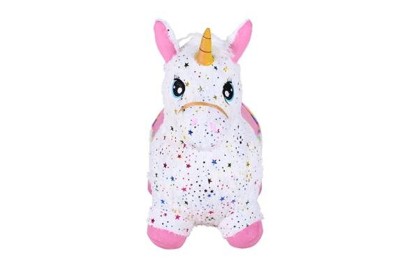 KNORR TOYS Unicorn gonflabil din plus pentru sarit Pink include pompa de aer husa moale detasabila din material textil 63x26x52 cm pana la 50 kg 12 luni