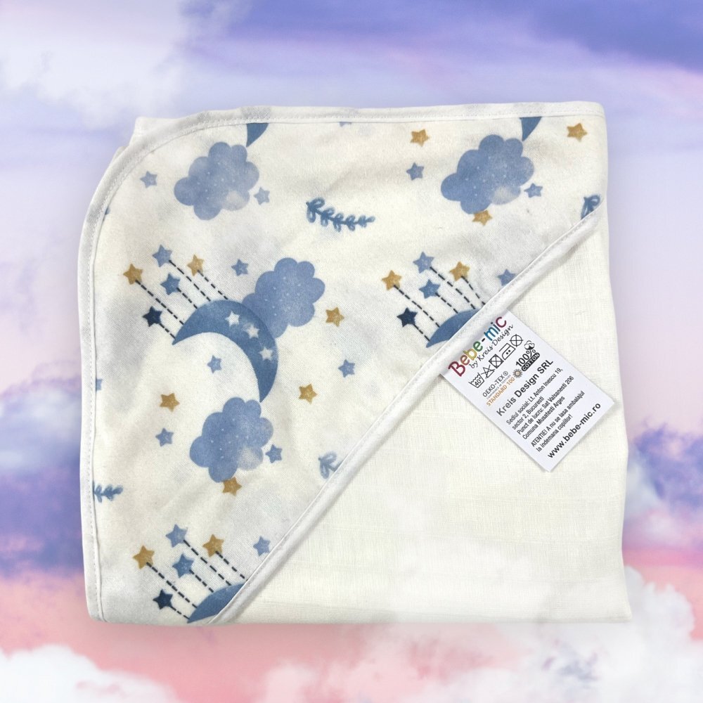 Kreis Design Prosop din muselina cu capison 80x80 cm blue